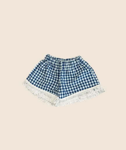 Short vichy azul flecos niña