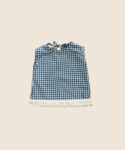 Top vichy azul con flecos