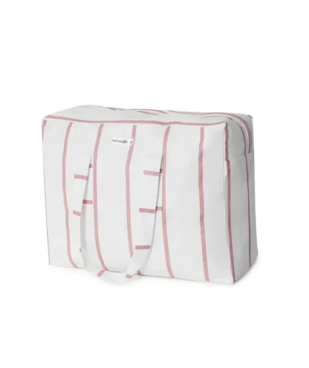 bolsa playa mybigbag blanca rayas rosa
