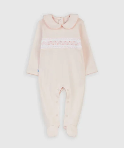 Pijama bebé smock rosa largo