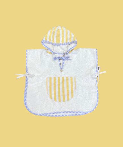 PONCHO TOALLA MIX VICHY AZUL