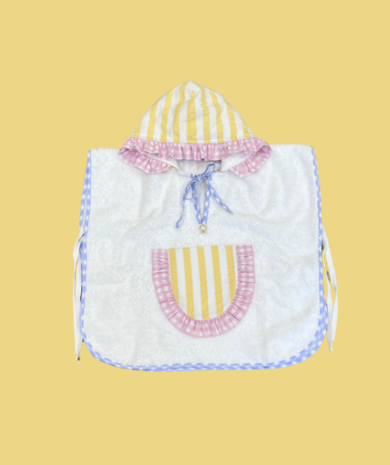 PONCHO TOALLA MIX VICHY ROSA