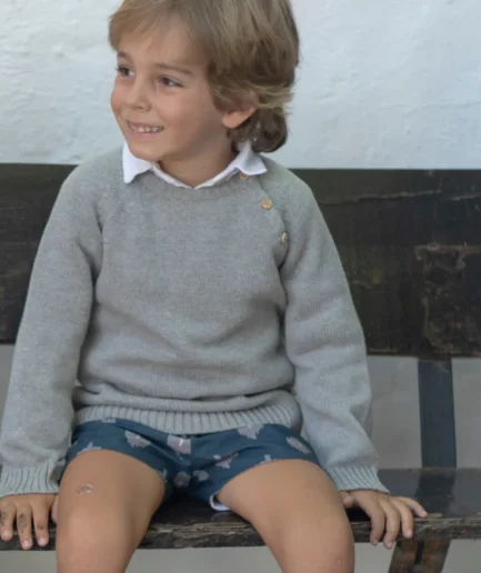 jersey gris botones  basicos