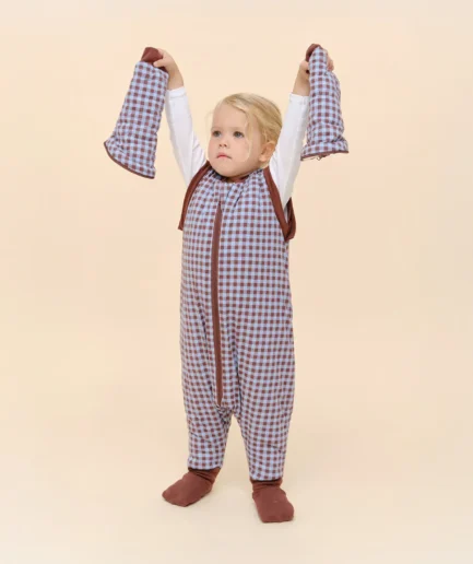 Pijama manta con mangas y calcetines antideslizantes Vichy Brown&Blue TOG 2.5