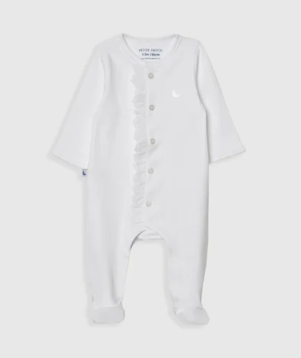 Pijama Bebe Tira Bordada Blanco Largo