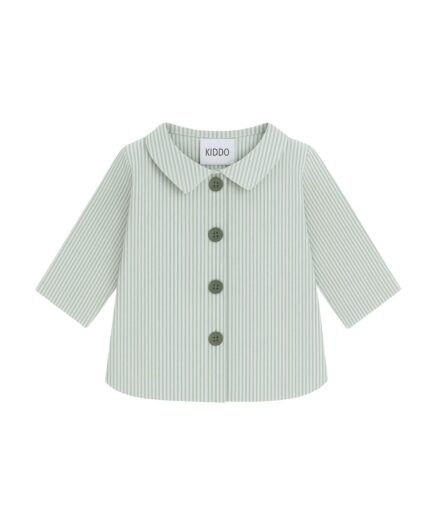 Camisa rayas verdes cuello pala placket