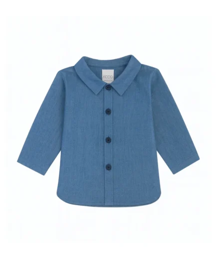 Camisa denim placket cuello pala