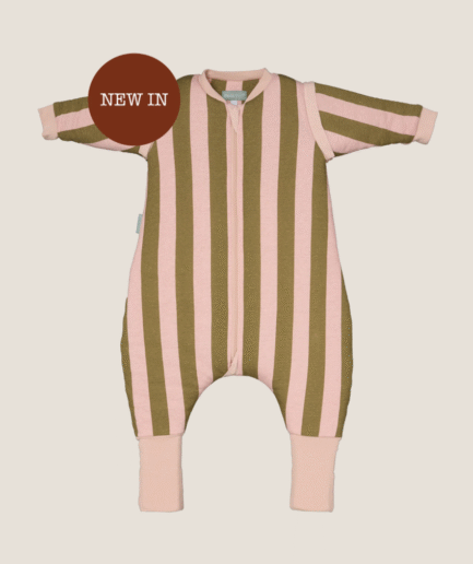 Pijama Manta con mangas y calcetines antideslizantes-Khaki & Rose Stripes TOG 2.5