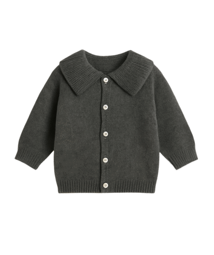 Cardigan con volante punto gris