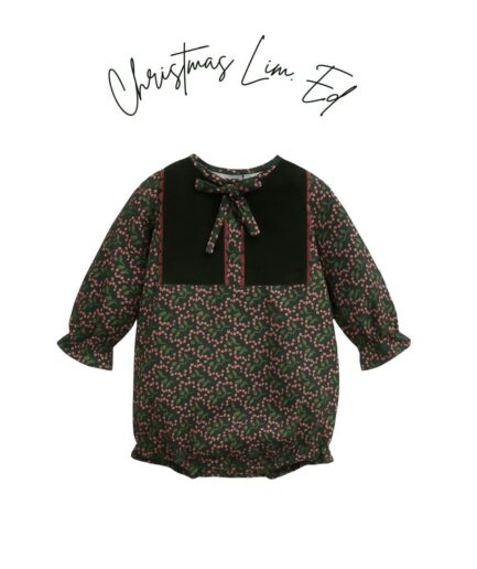 Pelele verde flores niña navidad