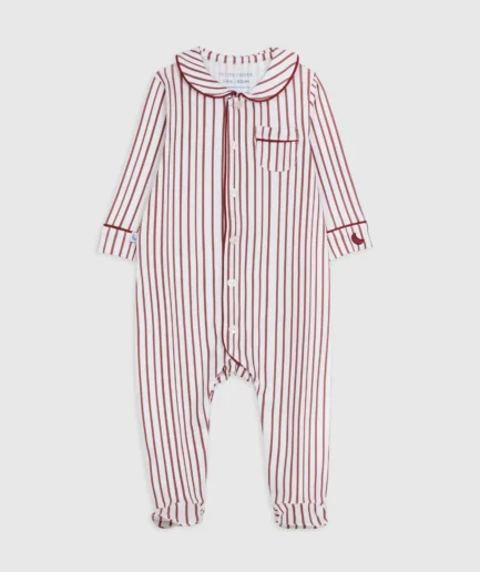 Pijama bebe camisero rayas burgundy