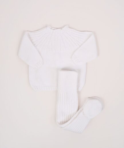 Set punto largo canalé blanco