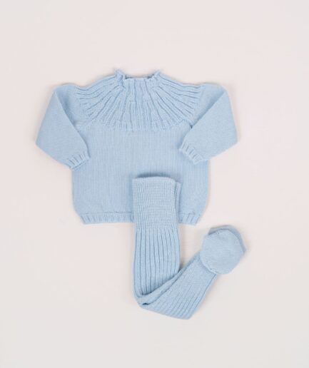 Set punto largo canalé azul