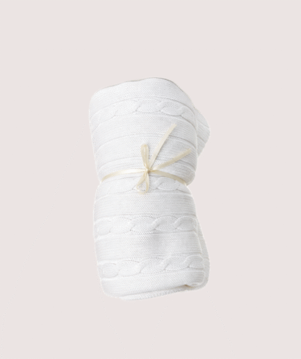 Manta punto trenzas blanco