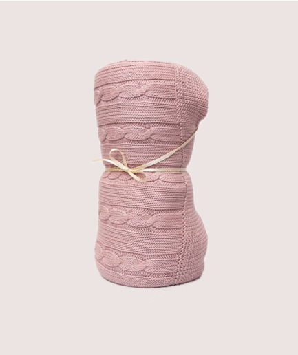 Manta punto trenzas rosa
