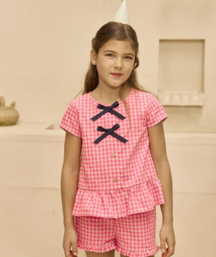 Blusa y short vichy rosa