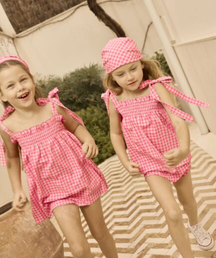 Vestido vichy rosa gomas